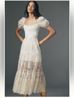 eugen printed long dress Eugenia Fernndez V-Neck Long-Sleeve Printed Midi Dress